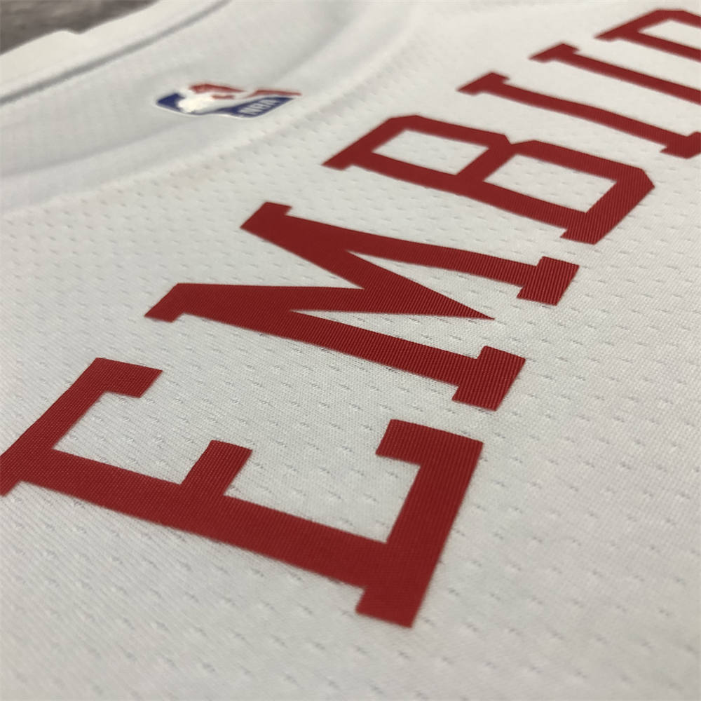 NBA Philadelphia 76ers Round Neck White Jersey EMBIID#21 S-XXL