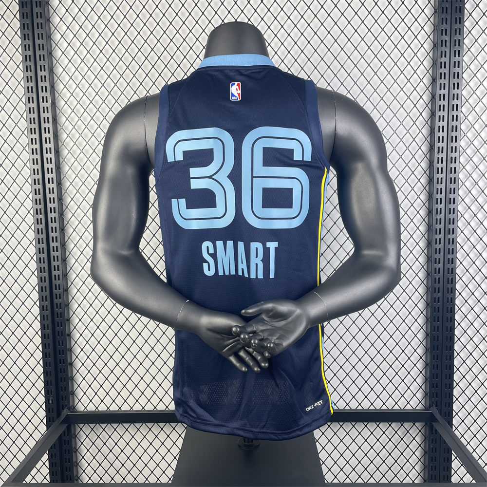 NBA Memphis Grizzies 2023 Round Neck Black Jersey SMART#36 S-XXL