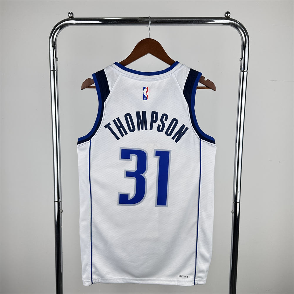 NBA Dallas Mavericks V-Neck White Jersey THOMPSON#31 1 S-XXL