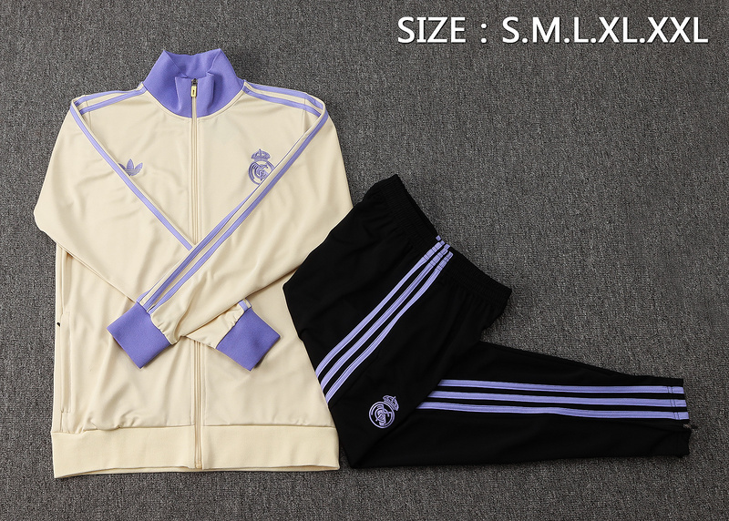 2024/25 Real Madrid Apricot Jacket Training Suit Set Football Team Shirt Sports Fashion