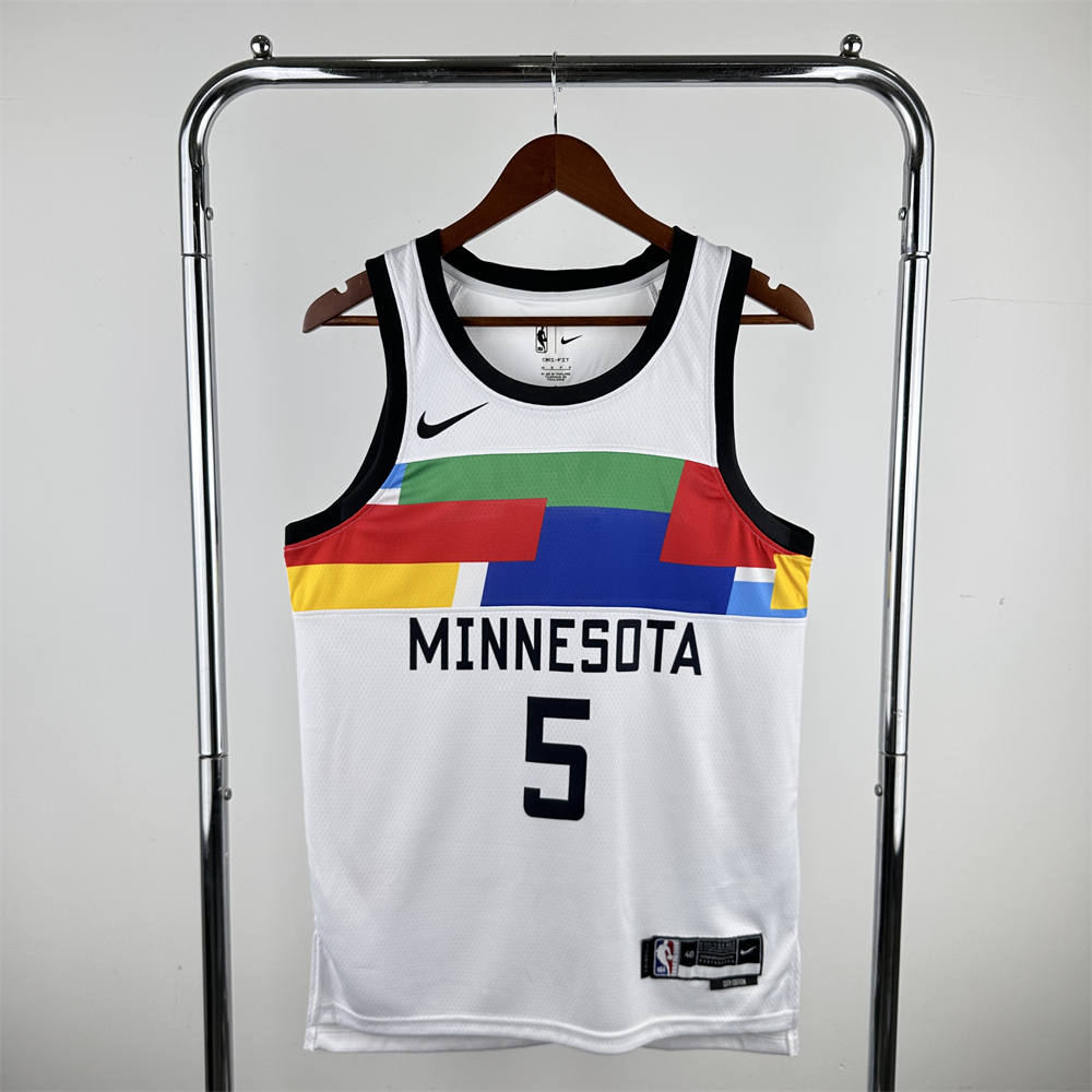 NBA Minnesota Timberwolves Round Neck Black Jersey EDWARDS#5 S-XXL