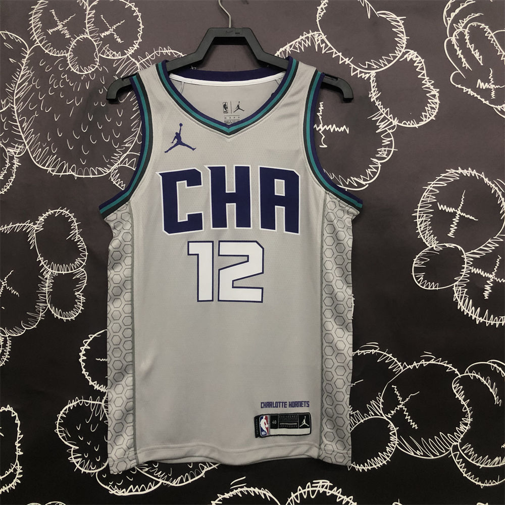 NBA Charlotte Hornets V-Neck Grey Jersey S-XXL