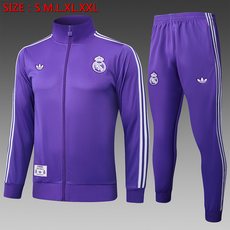 2024/25 Real Madrid Purple Jacket Training Suit Set Football Team Shirt Sports Fashion