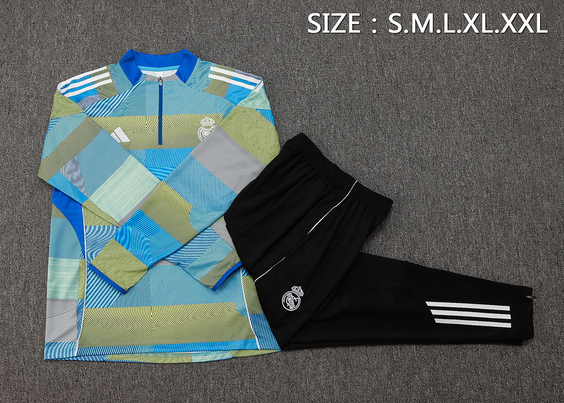 202526 Real Madrid Light green Long-sleeved half-pull training kit Football team kit