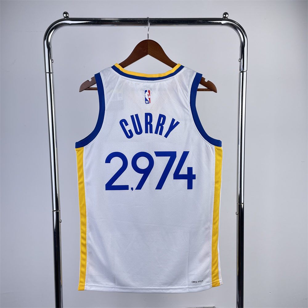 NBA Golden State Warriors 2023 V-Neck White Jersey CURRY#30#2974 S-XXL