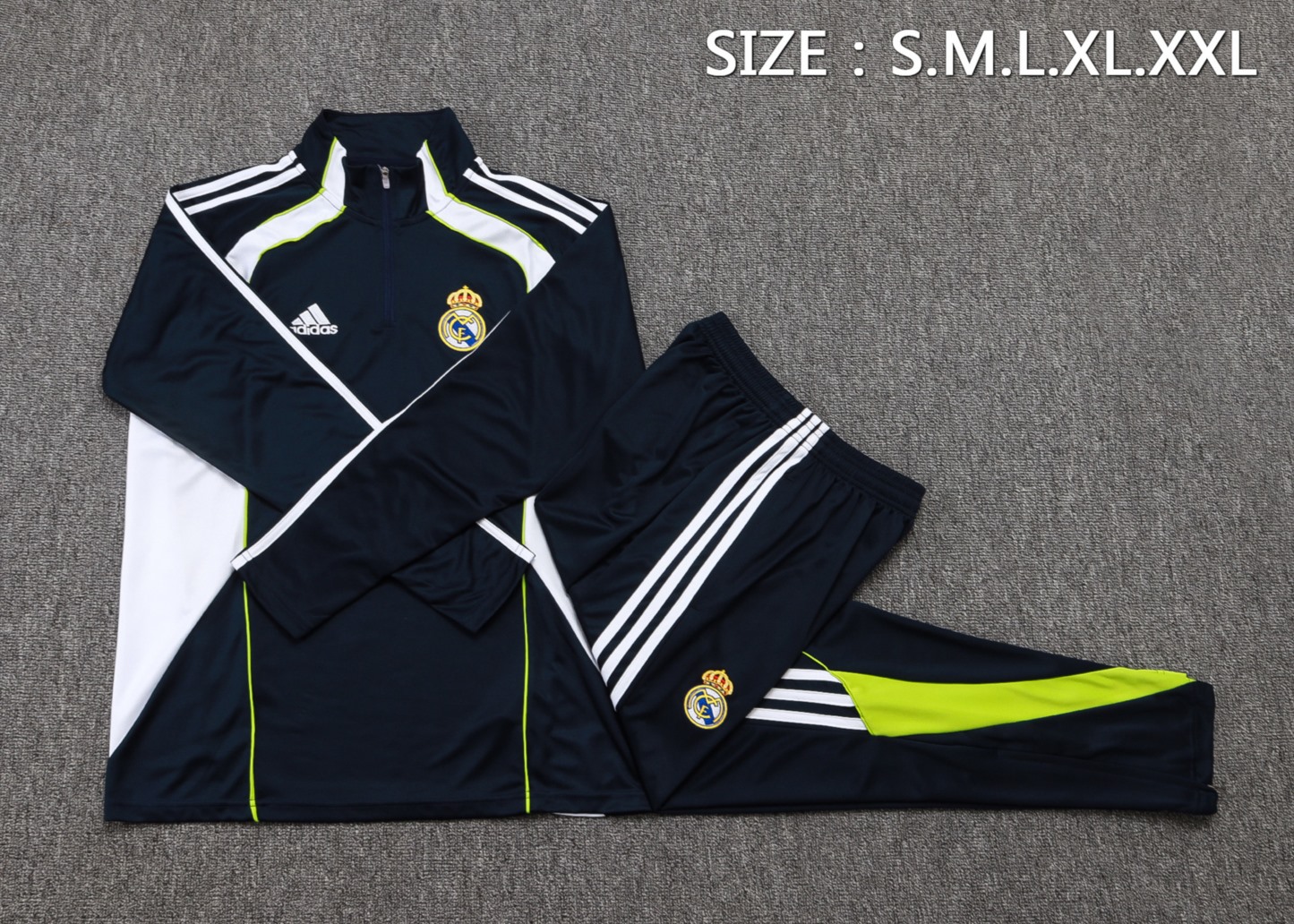 202526 Real Madrid Black Long-sleeved half-pull training kit Football team kit