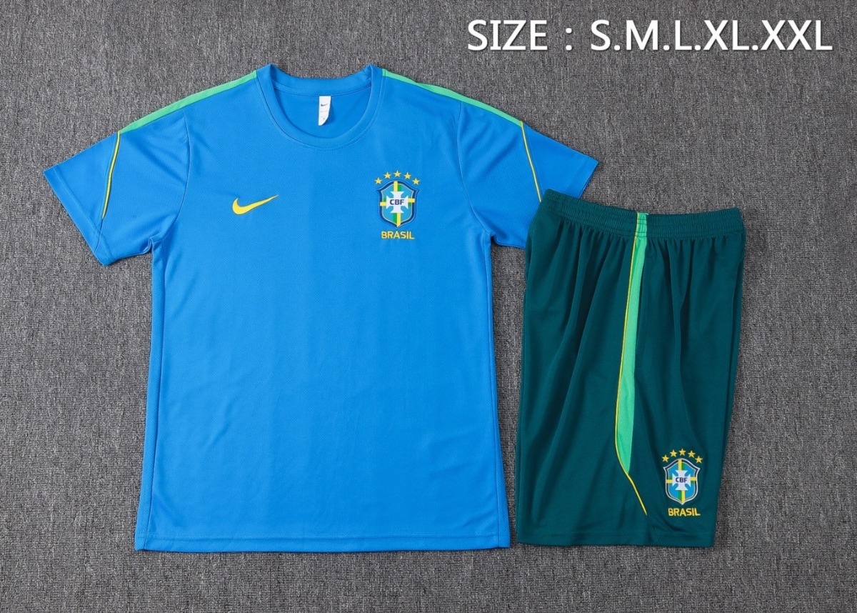 2026 Brazil Lake blue Training Set Shirt and Shorts