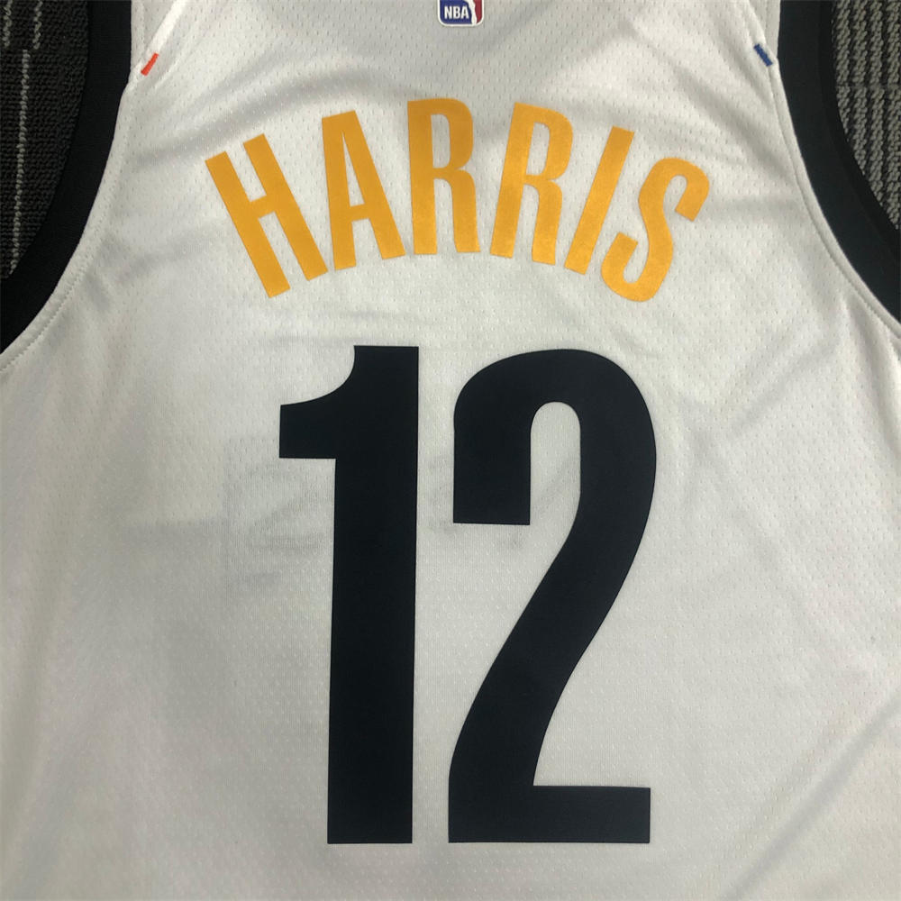 NBA Brooklyn Nets V-Neck White Jersey HARRIS#12 S-XXL