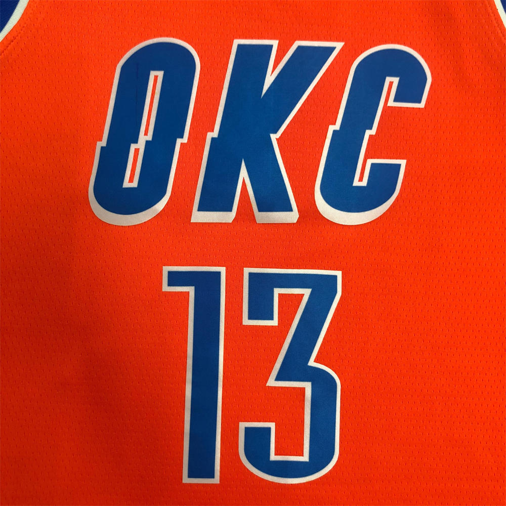 NBA Oklahoma City Thunder V-Neck Orange Jersey GEORGE#13 S-XXL