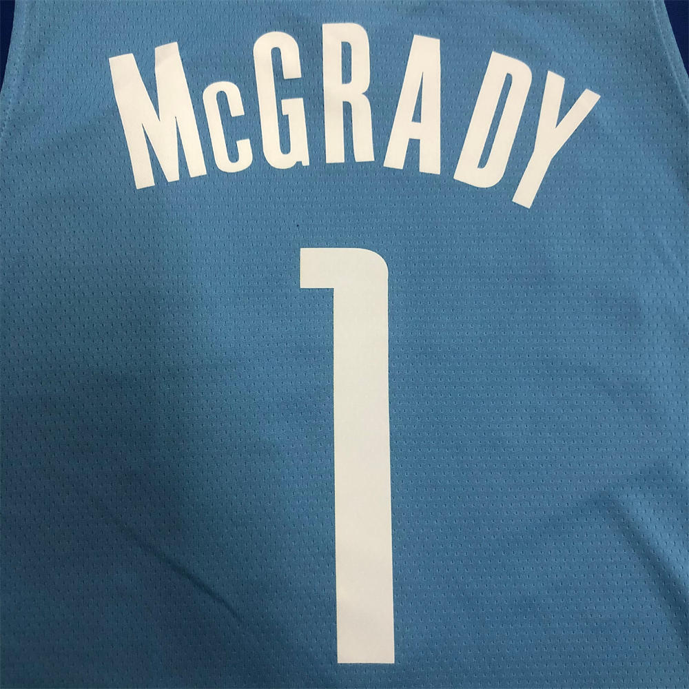NBA Houston Rockets V-Neck Light Blue Jersey McGRADY#1 S-XXL