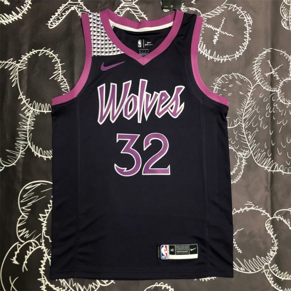 NBA Minnesota Timberwolves V-Neck Black Jersey S-XXL