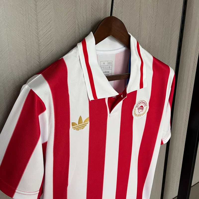 2025/26 Olympiacos 100th Anniversary Edition Red and White Jersey Fan Version