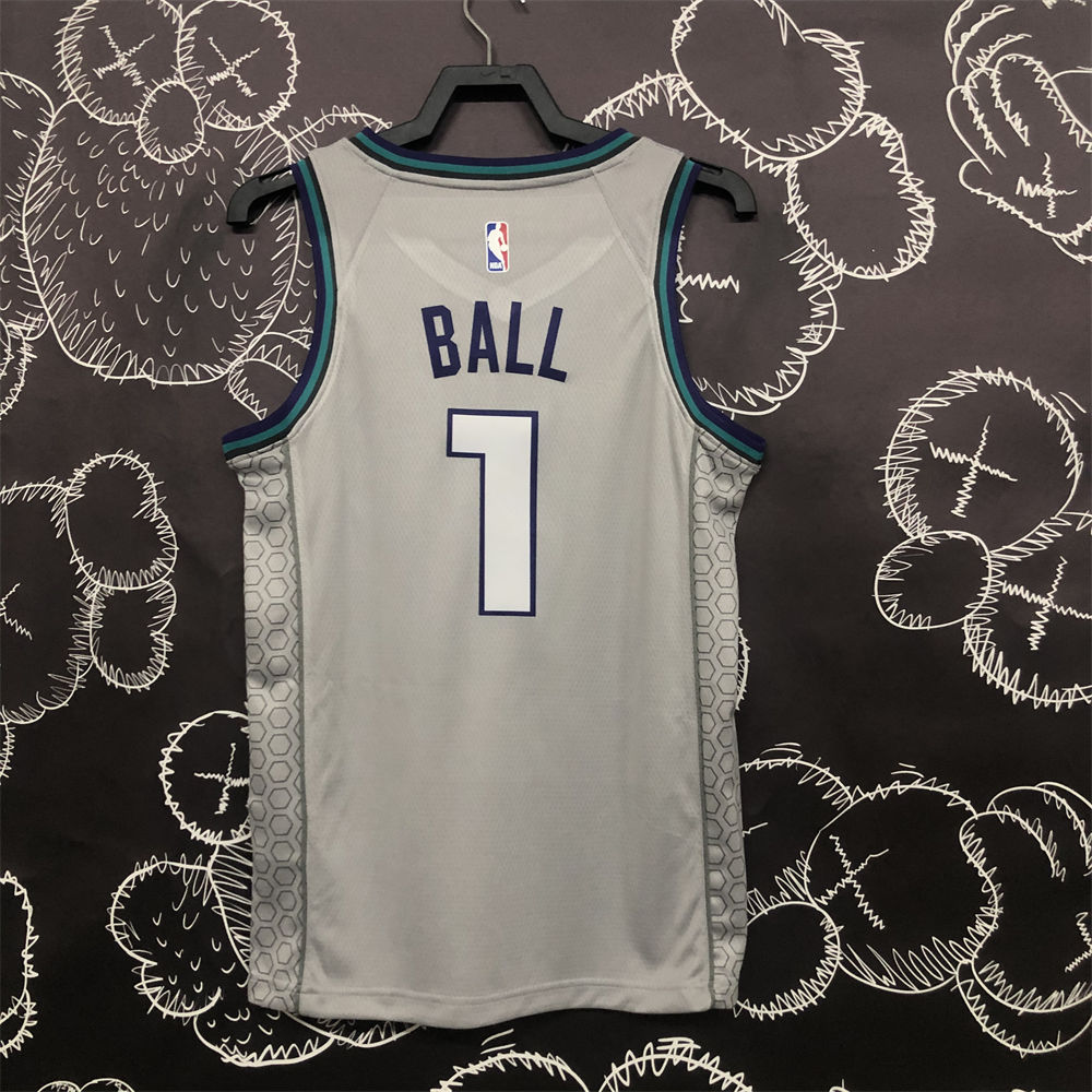 NBA Charlotte Hornets V-Neck Grey Jersey S-XXL