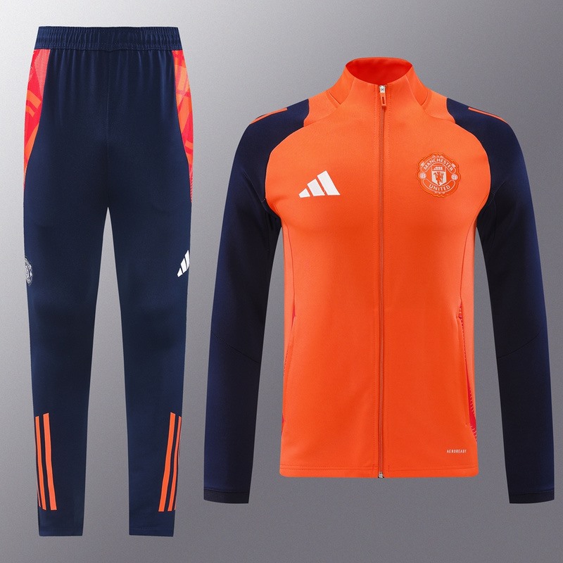 2024 Manchester United Orange Jacket Training Suit Set Football Team Shirt Sports Fashion