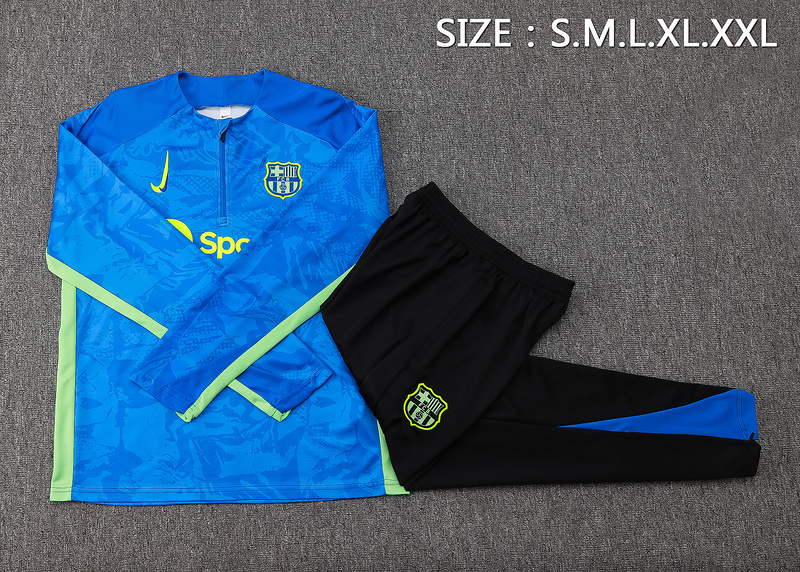 24/25 Barcelona Blue Long-sleeved half-pull training kit Football team kit
