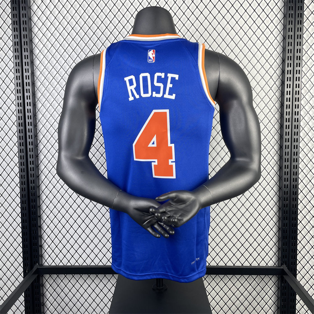 NBA New York Knicks Round Neck Blue jersey ROSE#4 S-XXL
