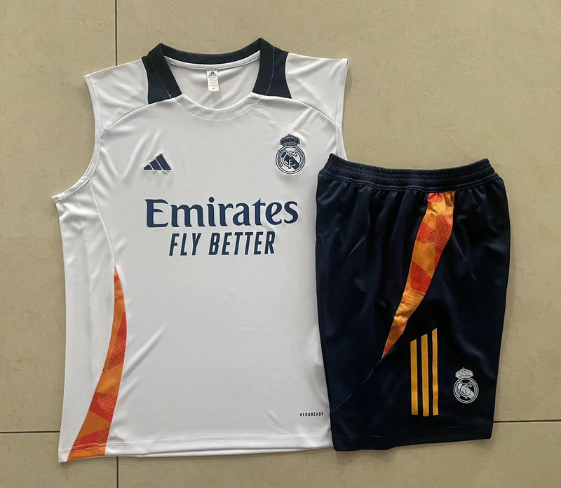 24/25 Real Madrid White Training Set Shirt and Shorts