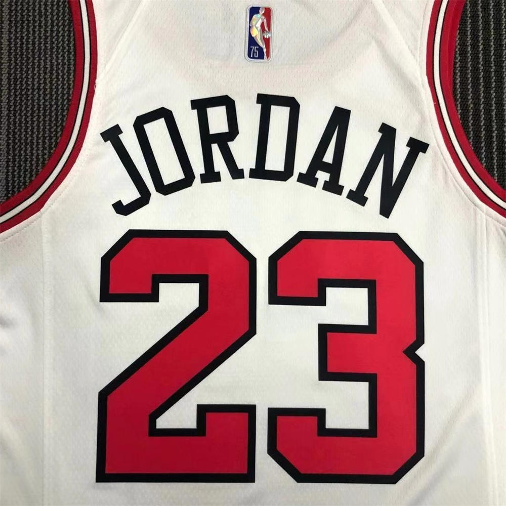 NBA Chicago Bulls Round Neck White 75th anniversaryJersey JORDAN#23 S-XXL