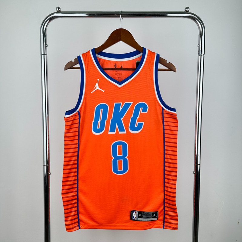 NBA Oklahoma City Thunder V-Neck Orange Jersey WILLIAMS#8 S-XXL