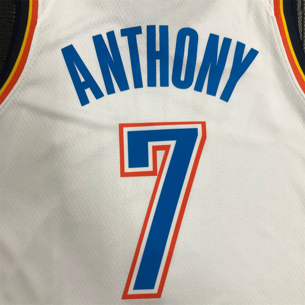 NBA Oklahoma City Thunder V-Neck White Jersey ANTHONY#7 S-XXL