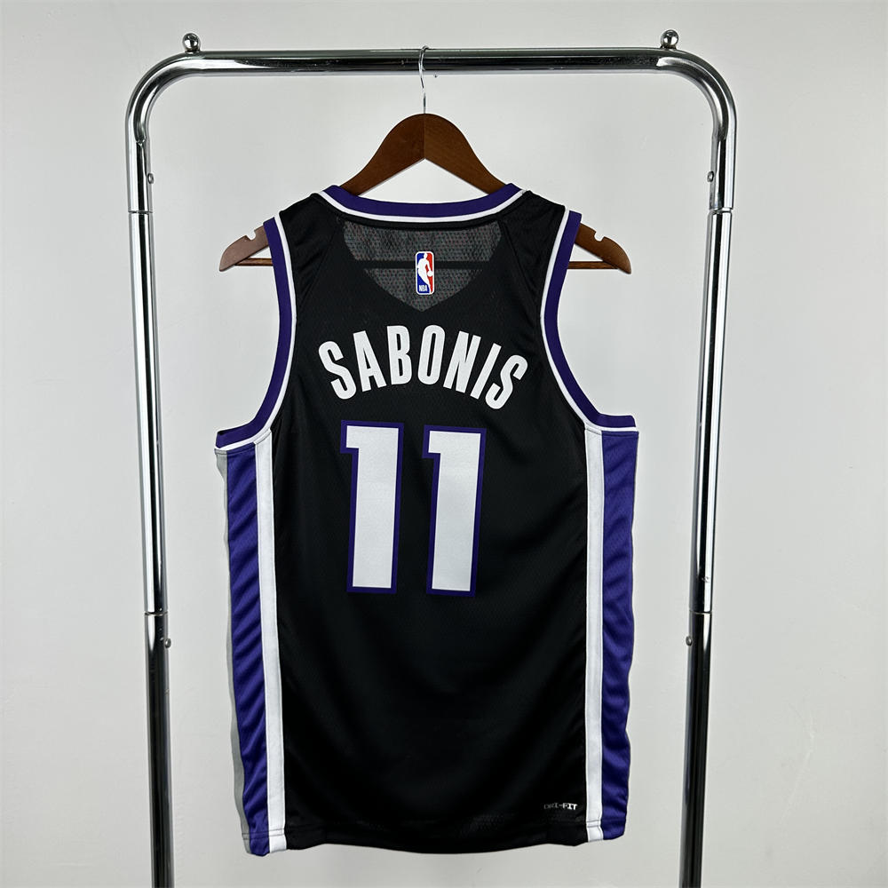 NBA Scaramento Kings 2024 V-Neck Black jersey SABONIS#11 S-XXL