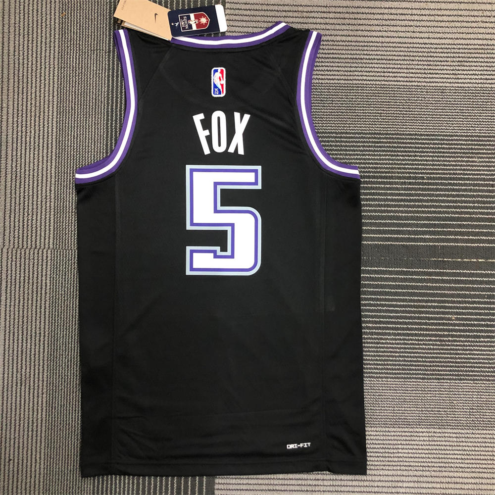 NBA Scaramento Kings Round Neck White 75th Anniversary jersey FOX#5 S-XXL