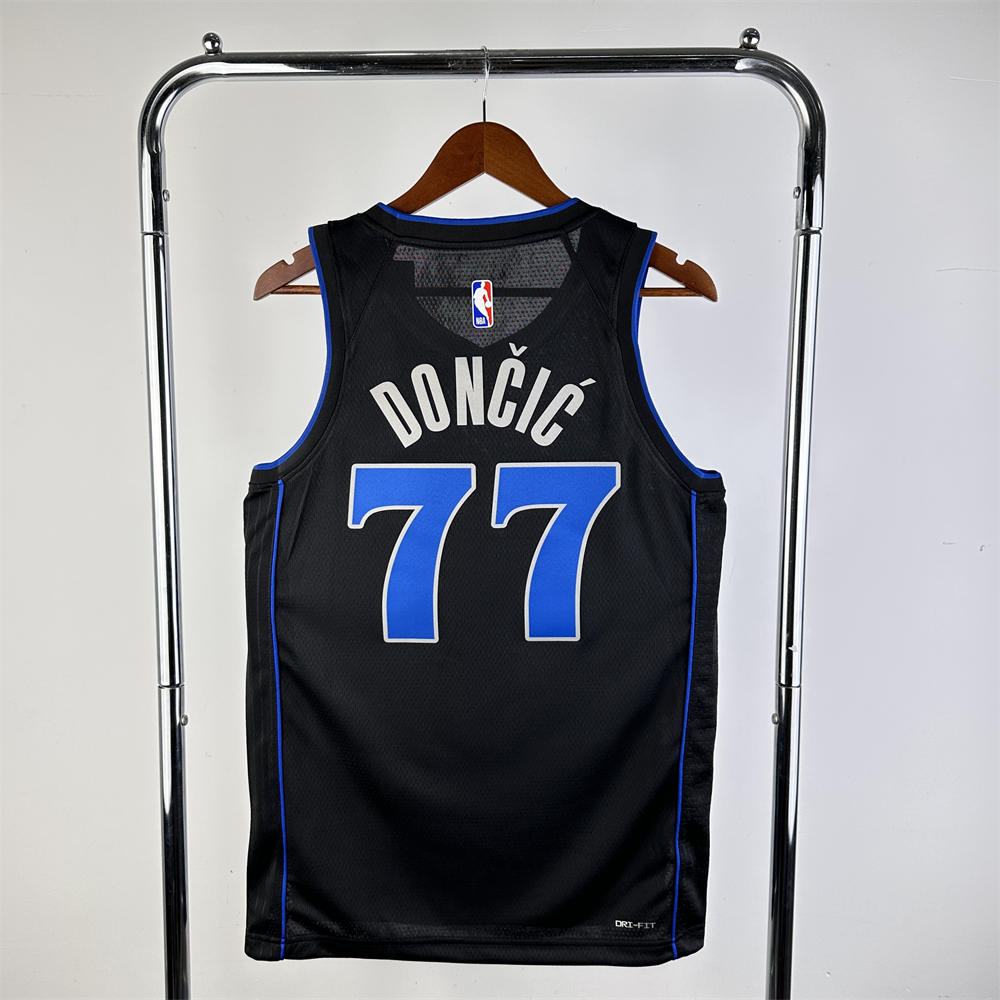 NBA Dallas Mavericks 2024 V-Neck Black Jersey DONCIC#77 S-XXL