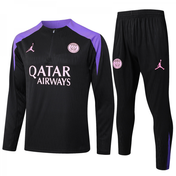 24/25 Paris Black Long-sleeved half-pull training kit Football team kit