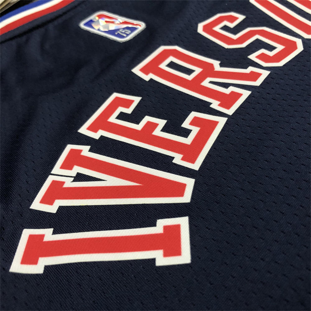 NBA Philadelphia 76ers Round Neck Black 75th Anniversary IVERSON#3 Jersey S-XXL