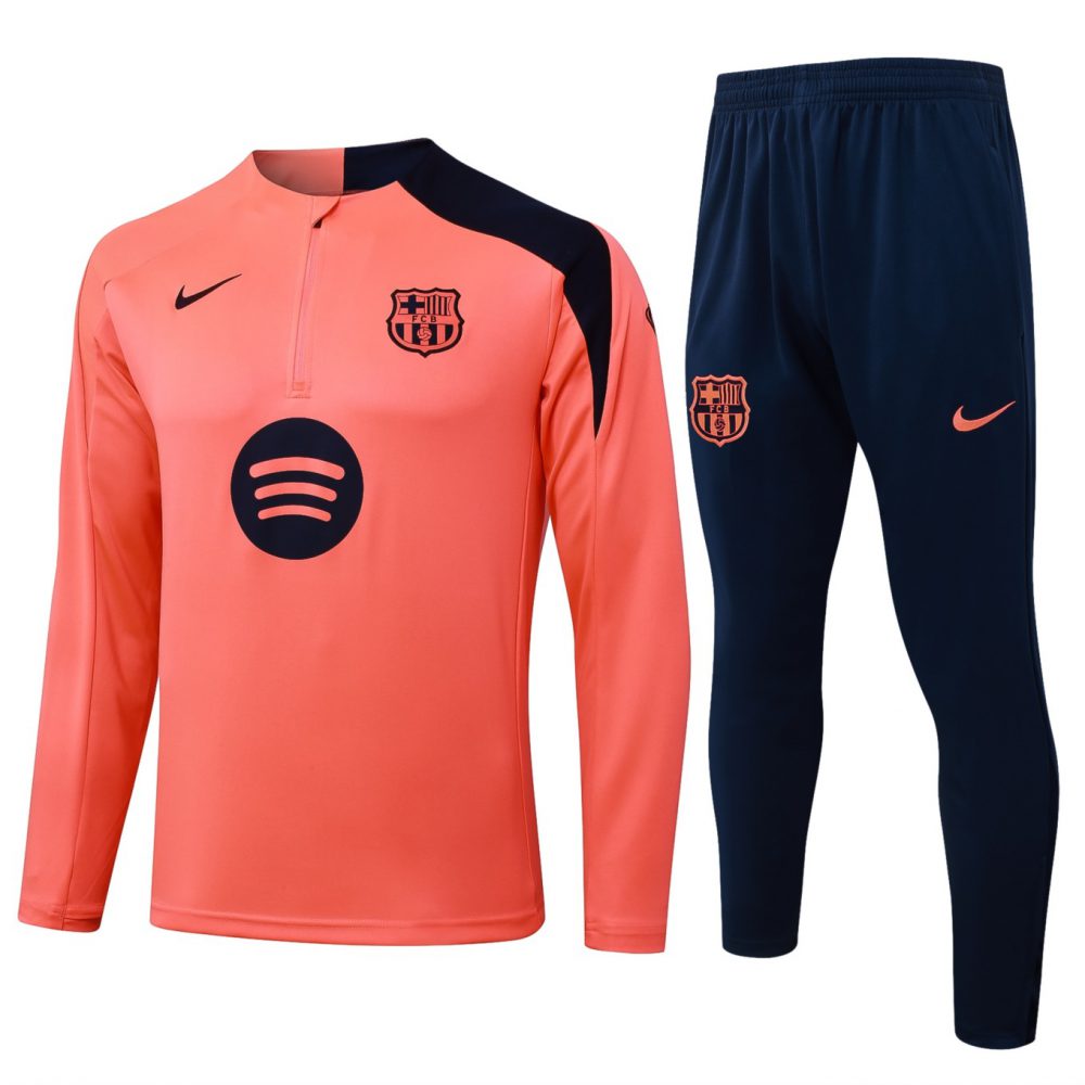 202526 Barcelona Orange Long-sleeved half-pull training kit Football team kit