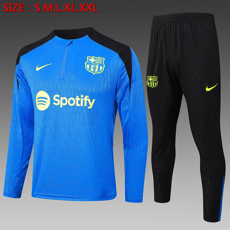 24/25 Barcelona Blue Long-sleeved half-pull training kit Football team kit