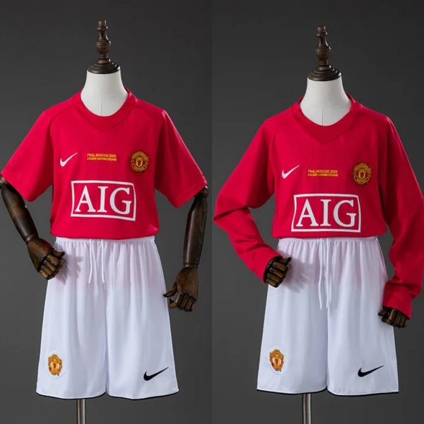 Retro Manchester United 2007/08 Champions League Version Home Kid Kits