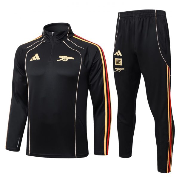 202526 Arsenal Black Long-sleeved half-pull training kit Football team kit