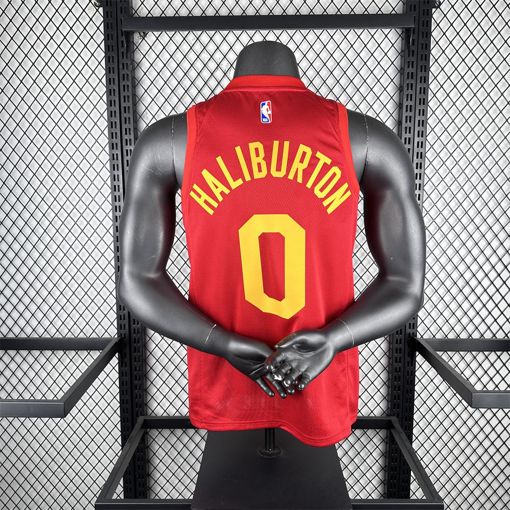NBA Indiana Pacers 2019 Round Neck Retro Red Jersey HALIBURTON#0 S-XXL