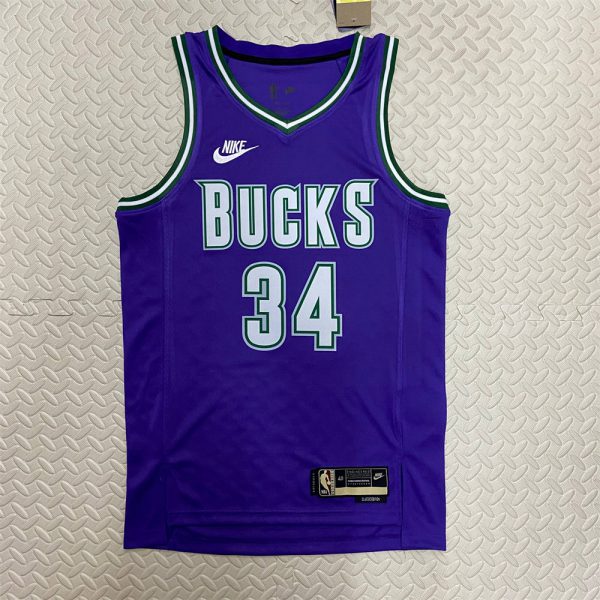 NBA Milwaukee Bucks V-Neck Purple jersey ANTETOKOUNMPO#34 S-XXL