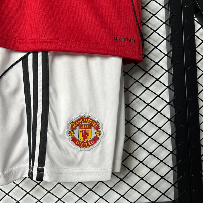 2025/26 Manchester United home jersey Kid Kits Size 16-28