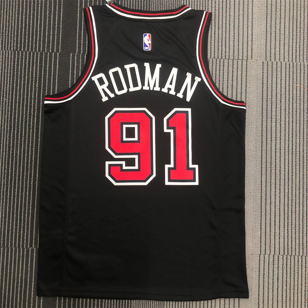 NBA Chicago Bulls Round Neck Black Jersey RODMAN#91 S-XXL
