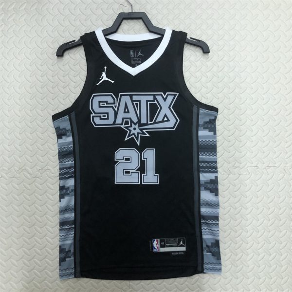 NBA San Antonio Spurs V-Neck Black jersey DUNCAN#21 S-XXL