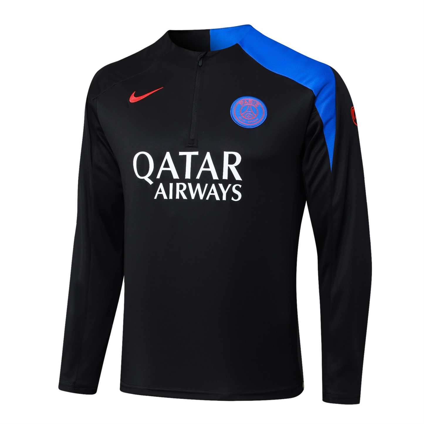 202526 PSG Black Long-sleeved half-pull training kit Football team kit