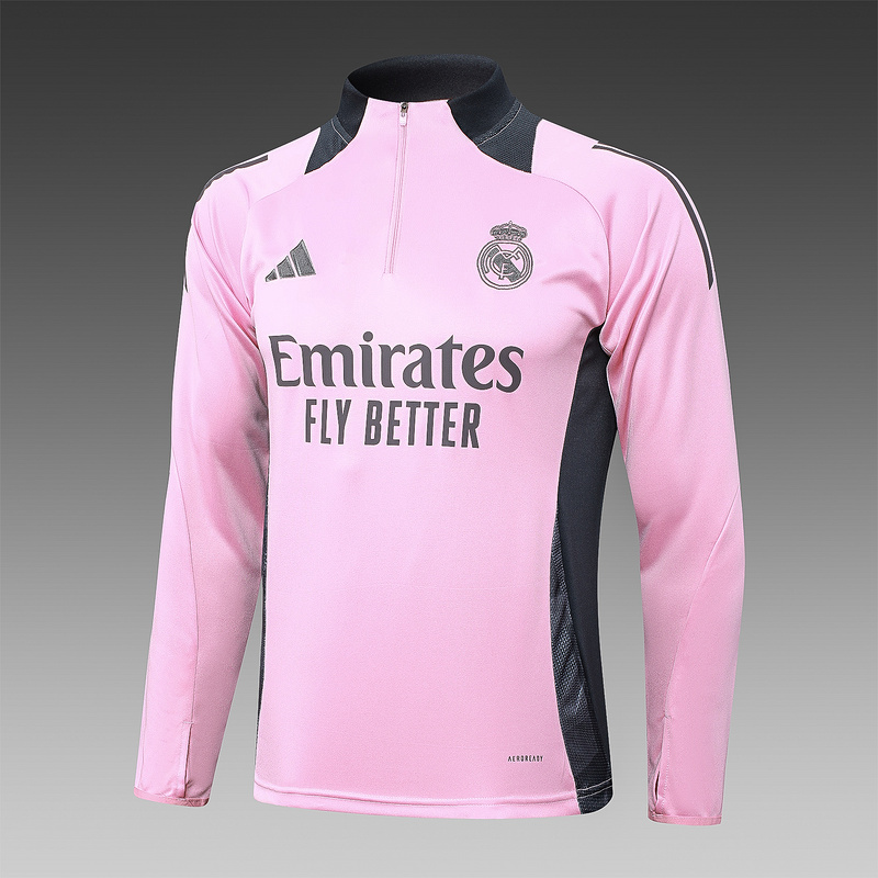 24/25 Real Madrid Pink Long-sleeved half-pull training kit Football team kit