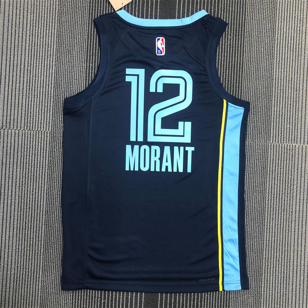 NBA Memphis Grizzies Round Neck Black 75th AnniversaryJersey MORANT#12 S-XXL