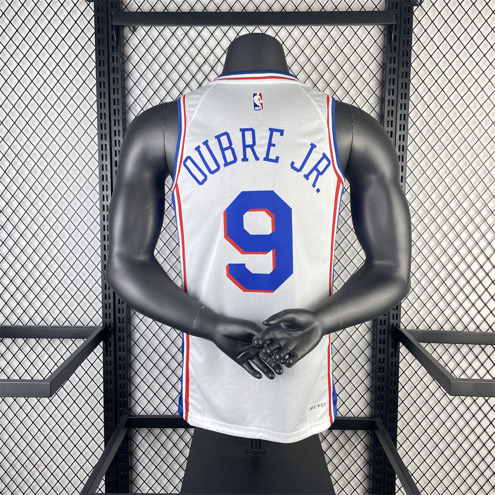 NBA Philadelphia 76ers 2023 V-Neck White Jersey OUBRE JR.#9 S-XXL