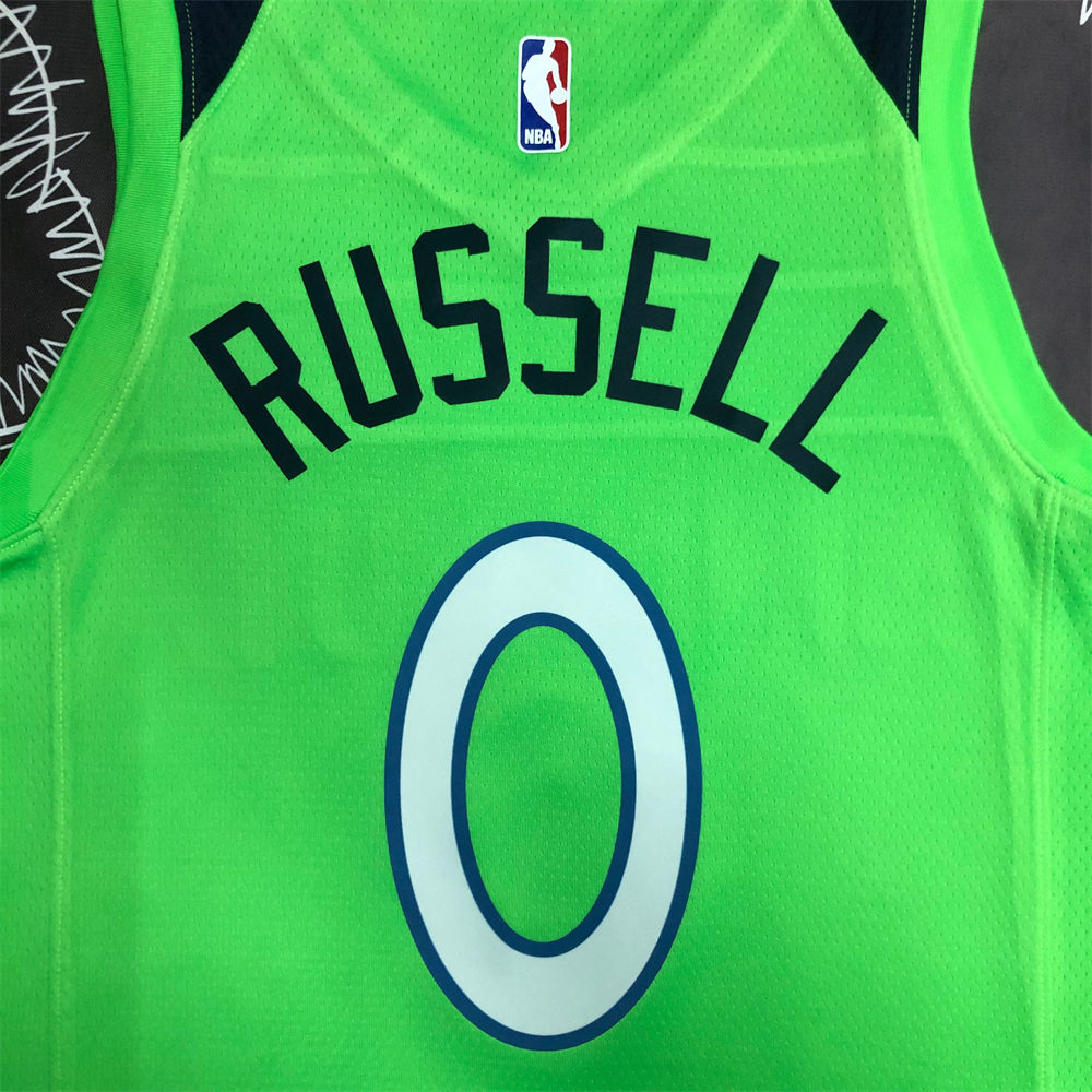 NBA Minnesota Timberwolves V-Neck Green RUSSELL#0 Jersey S-XXL