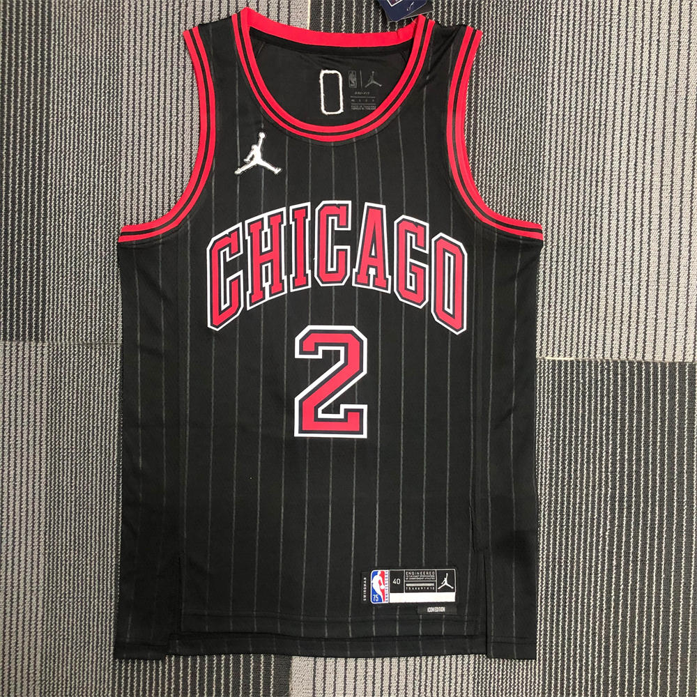 NBA Chicago Bulls Round Neck Black 75th AnniversaryJersey BALL#2 S-XXL