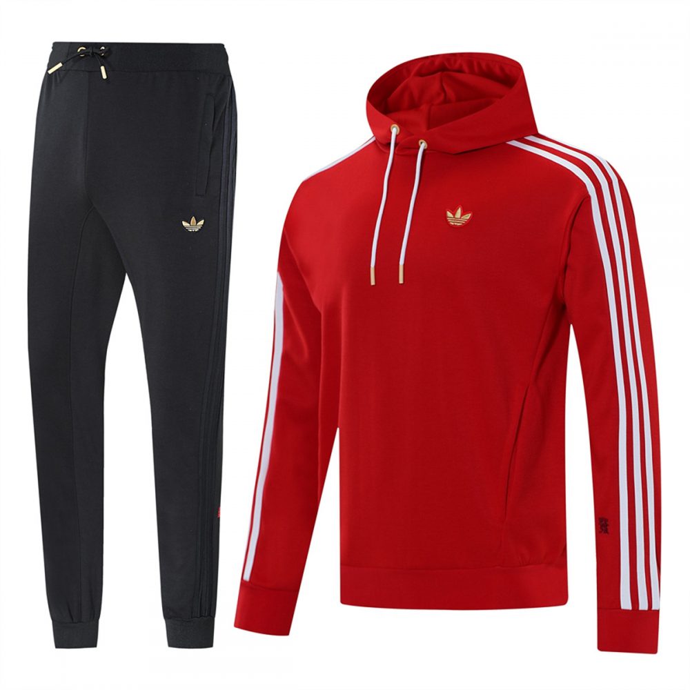 2025 Adidas Red Hoodie Jacket Kit Set Football Team Shirt Sports Fashion