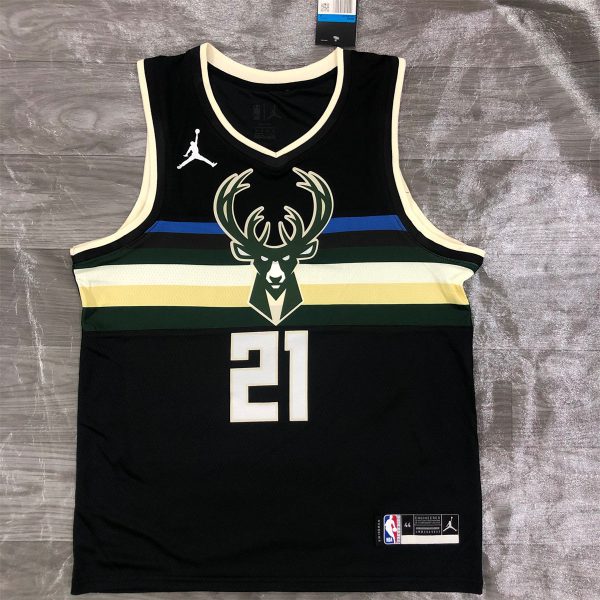 NBA Milwaukee Bucks V-Neck Black jersey HOLIDAY#21 S-XXL