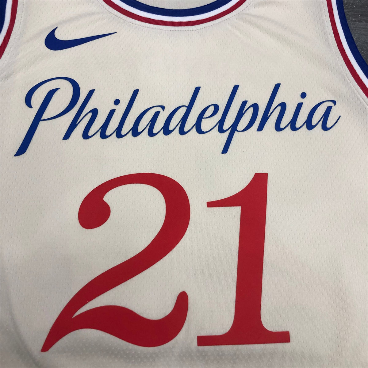 NBA Philadelphia 76ers Round neck White Jersey EMBIID#21 S-XXL