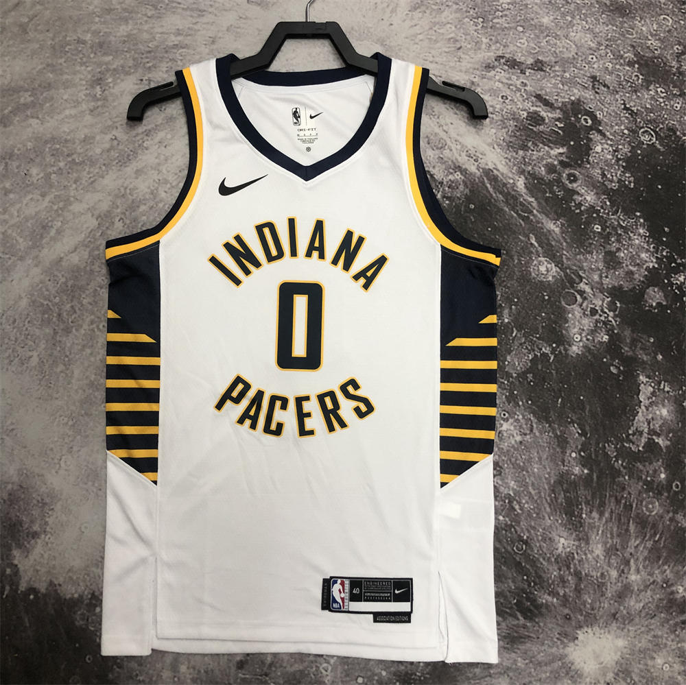 NBA Indiana Pacers V-Neck White Jersey HALIBURTON#0 S-XXL
