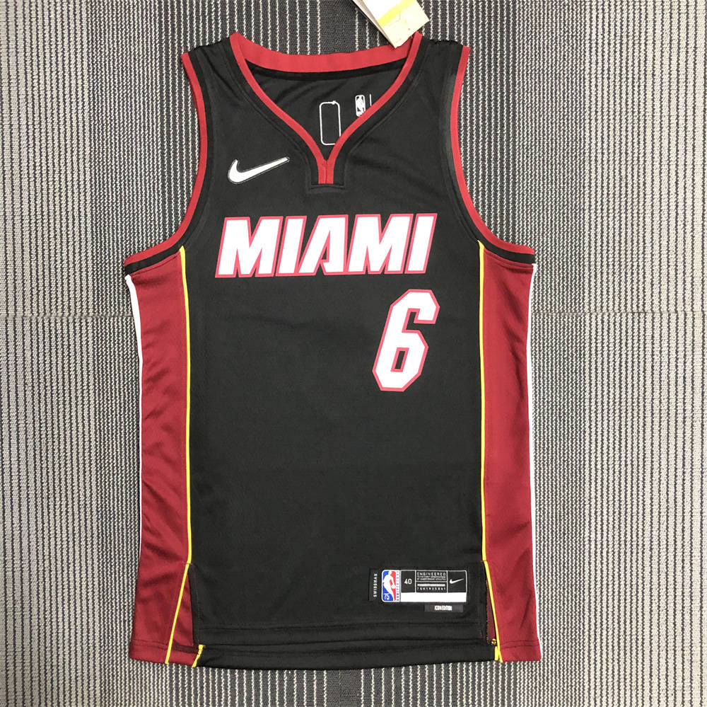 NBA Miami Hearts V-Neck Black 75th Anniversary Jersey JAMES#6 S-XXL