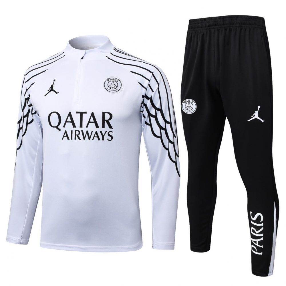 202526 Paris white Long-sleeved half-pull training kit Football team kit